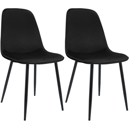Ensemble de 2 chaises de salle à manger Maryam en velours noir
