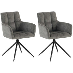 Lot de 2 chaises de salle à manger Jonah en tissu gris foncé