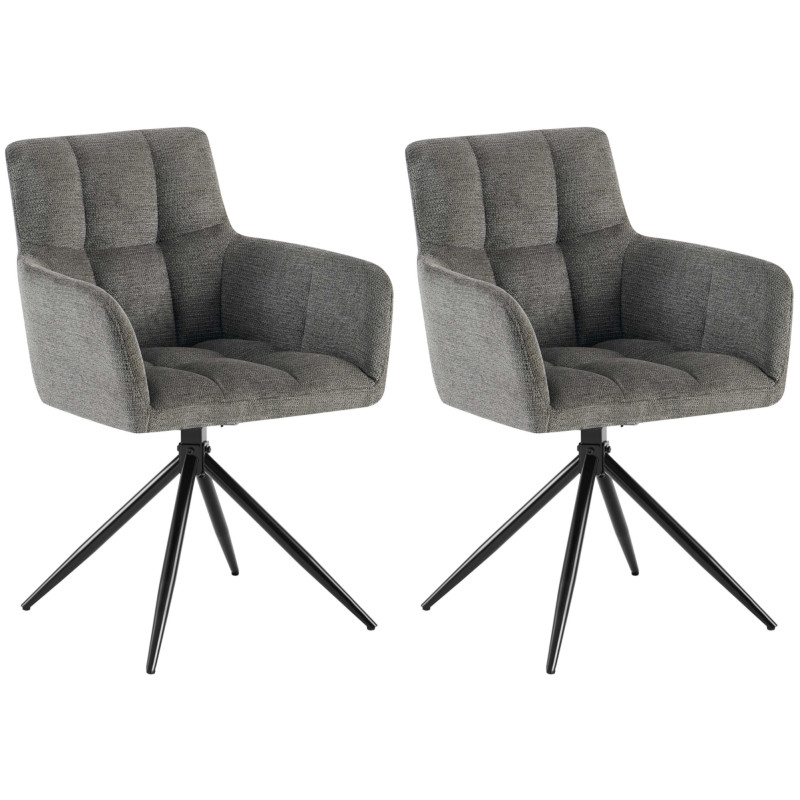 Lot de 2 chaises de salle à manger Jonah en tissu gris foncé
