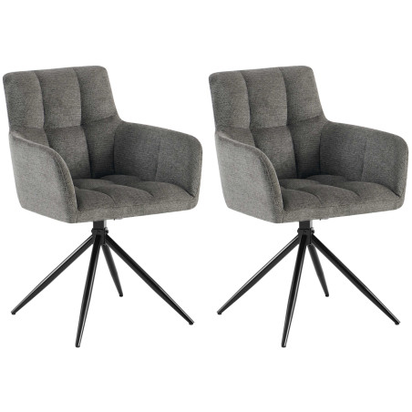 Ensemble de 2 chaises de salle à manger Jonah, tissu gris foncé