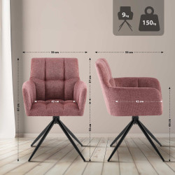 Lot de 2 chaises de salle à manger Jonah en tissu rouge rubis