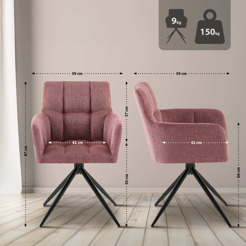 Lot de 2 chaises de salle à manger Jonah en tissu rouge rubis