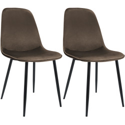 Lot de 2 chaises de salle à manger Maryam en velours marron