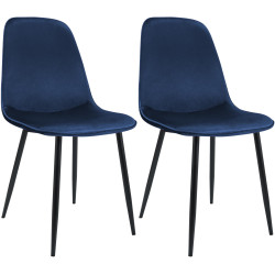 Ensemble de 2 chaises de salle à manger Maryam en velours bleu foncé