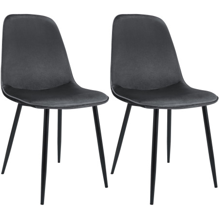Lot de 2 chaises de salle à manger Maryam en velours gris foncé