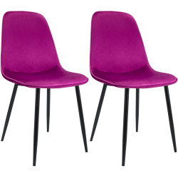 Lot de 2 chaises de salle à manger Maryam en velours violet