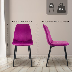 Lot de 2 chaises de salle à manger Maryam en velours violet