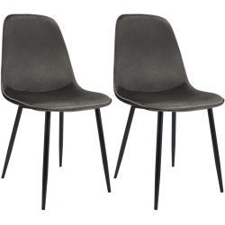 Lot de 2 chaises de salle à manger Maryam velours anthracite