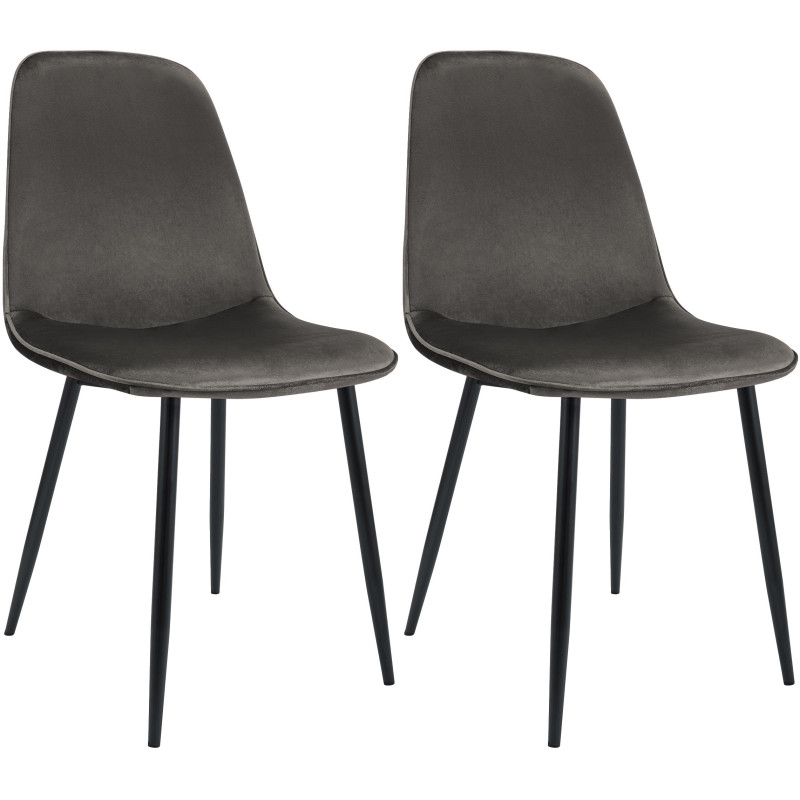 Ensemble de 2 chaises de salle à manger Maryam en velours anthracite