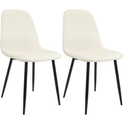Lot de 2 chaises de salle à manger Maryam velours crème