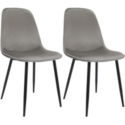 Lot de 2 chaises de salle à manger Maryam en velours gris clair