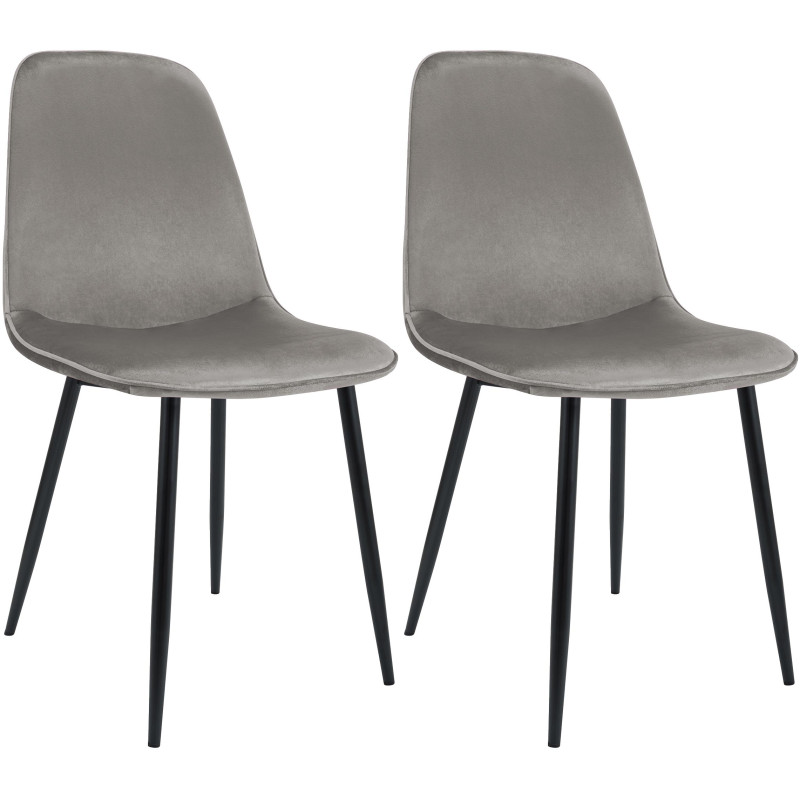 Lot de 2 chaises de salle à manger Maryam en velours gris clair
