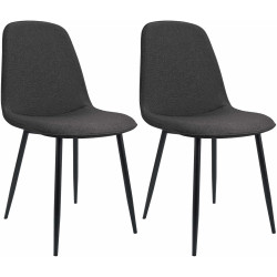 Lot de 2 chaises de salle à manger Maryam en tissu gris foncé