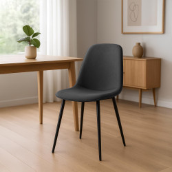 Lot de 2 chaises de salle à manger Maryam en tissu gris foncé