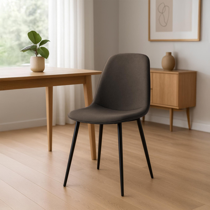 Ensemble de 2 chaises de salle à manger Maryam, tissu marron