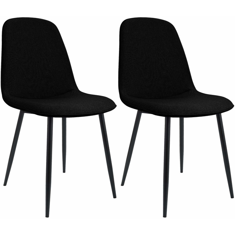 Ensemble de 2 chaises de salle à manger Maryam, en tissu noir