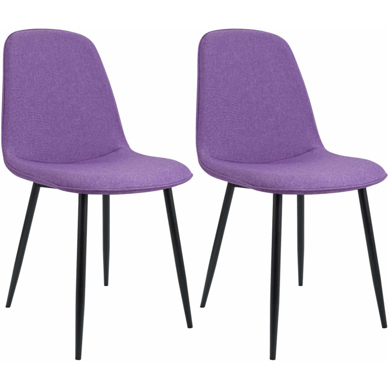 Lot de 2 chaises de salle à manger Maryam en tissu violet