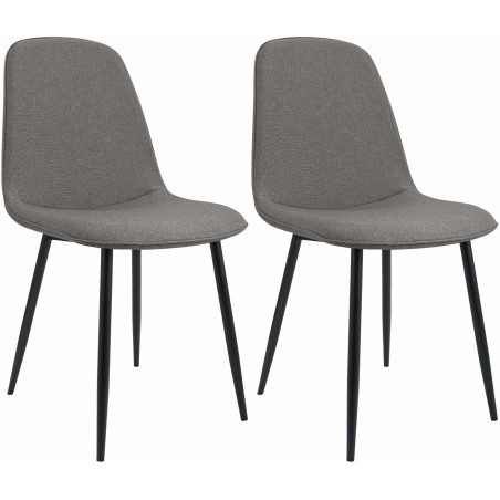 Lot de 2 chaises de salle à manger Maryam en tissu gris clair
