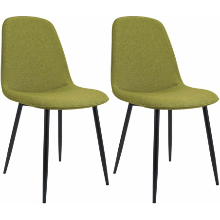 Lot de 2 chaises de salle à manger Maryam en tissu vert
