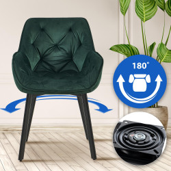 Lot de 2 chaises de salle à manger Antigo velours vert