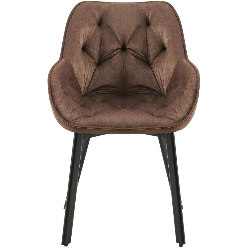 Lot de 2 chaises de salle à manger Antigo en velours marron