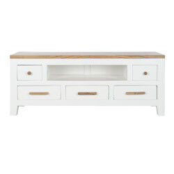 Meubles de télévision DKD Home Decor Blanc Marron Acacia Bois de manguier 125 x 40 x 50 cm