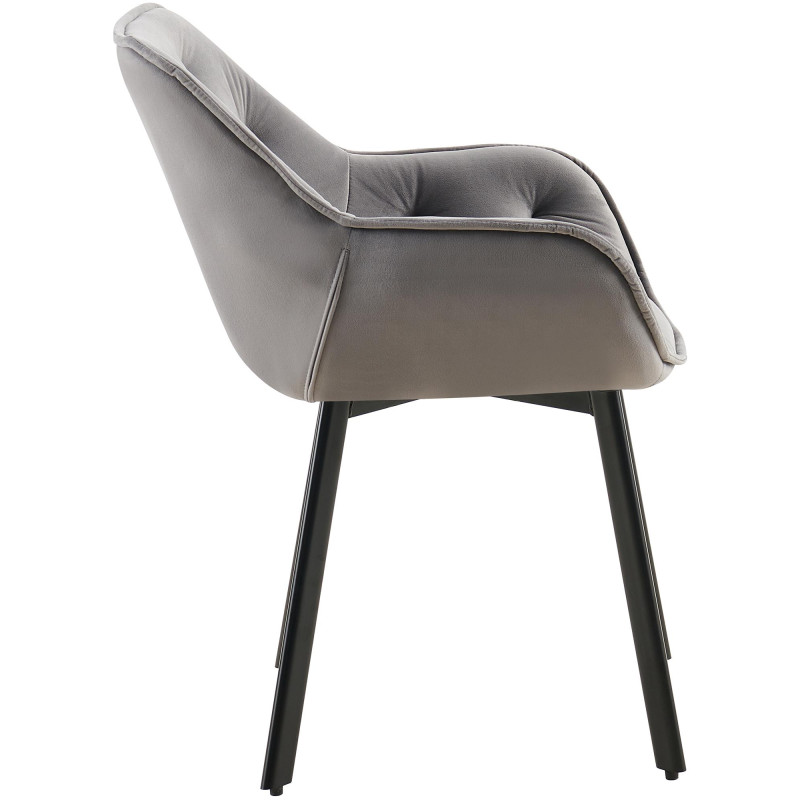 Lot de 2 chaises de salle à manger Antigo velours gris foncé