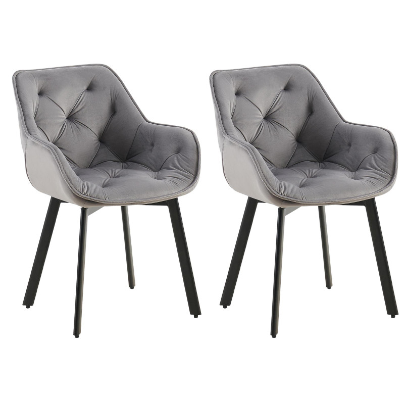 Lot de 2 chaises de salle à manger Antigo velours gris foncé