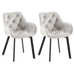 Lot de 2 chaises de salle à manger Antigo velours gris