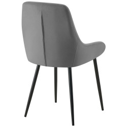 Lot de 2 chaises de salle à manger Elmira en velours noir gris foncé