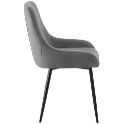 Lot de 2 chaises de salle à manger Elmira en velours noir gris foncé