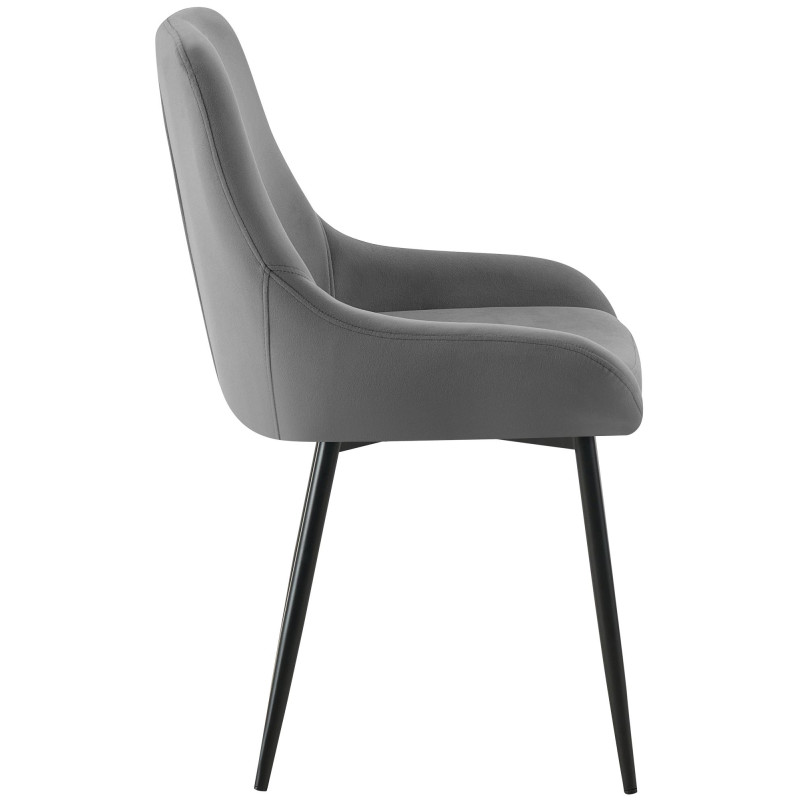 Lot de 2 chaises de salle à manger Elmira en velours noir gris foncé