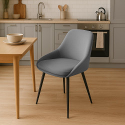 Lot de 2 chaises de salle à manger Elmira en velours noir gris foncé