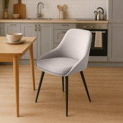 Lot de 2 chaises de salle à manger Elmira velours noir gris
