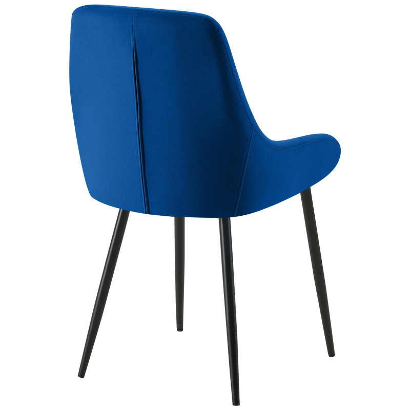 Lot de 2 chaises de salle à manger Elmira en velours noir bleu foncé