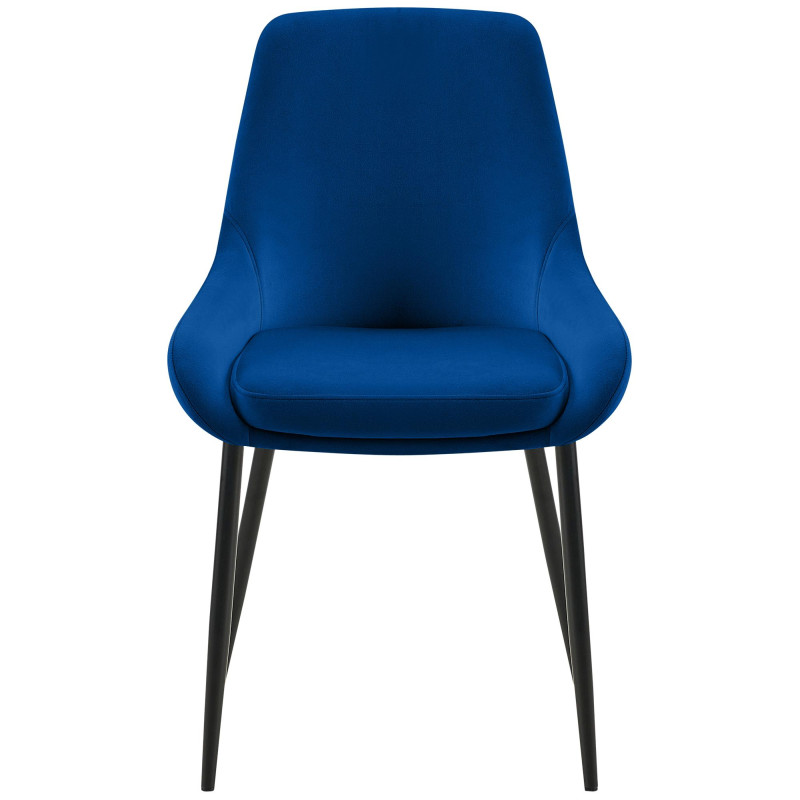 Lot de 2 chaises de salle à manger Elmira en velours noir bleu foncé