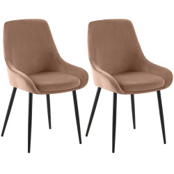Lot de 2 chaises de salle à manger Elmira en velours noir marron