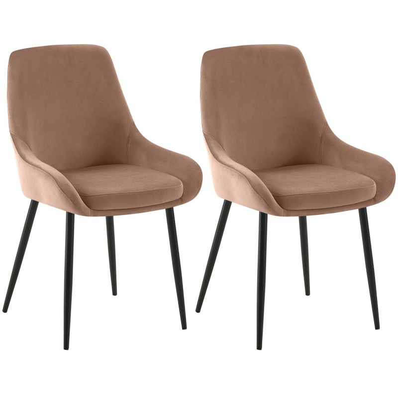 Lot de 2 chaises de salle à manger Elmira en velours noir marron