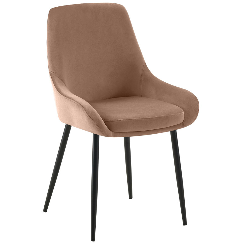 Lot de 2 chaises de salle à manger Elmira en velours noir marron