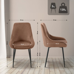 Lot de 2 chaises de salle à manger Elmira en velours noir marron