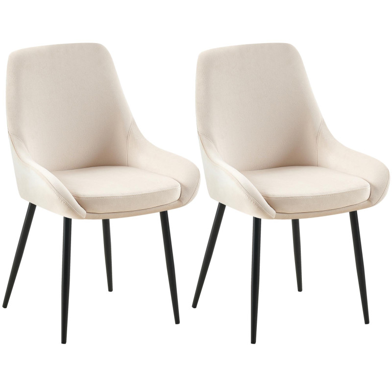 Lot de 2 chaises de salle à manger Elmira velours noir crème