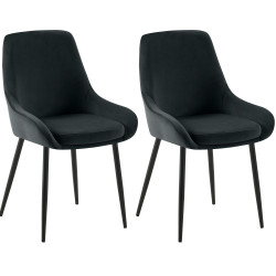Lot de 2 chaises de salle à manger Elmira en velours noir