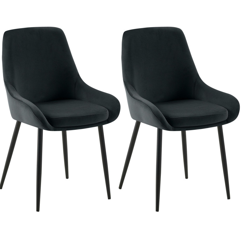Ensemble de 2 chaises de salle à manger Elmira en velours noir