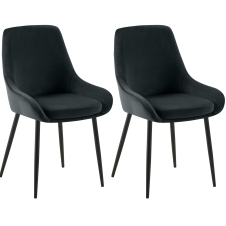 Ensemble de 2 chaises de salle à manger Elmira en velours noir