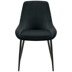 Lot de 2 chaises de salle à manger Elmira en velours noir