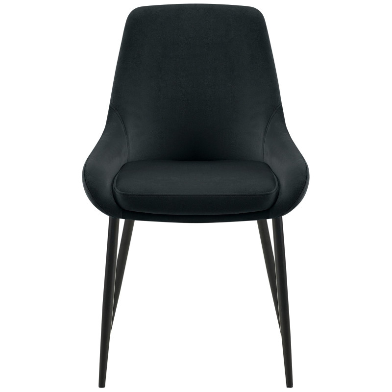 Lot de 2 chaises de salle à manger Elmira en velours noir