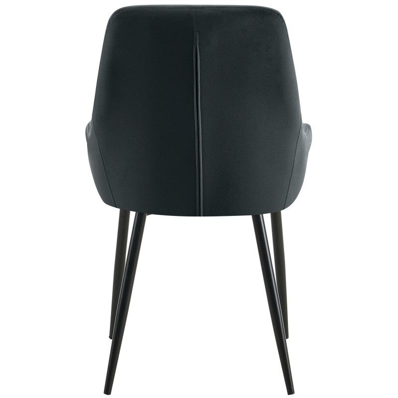 Lot de 2 chaises de salle à manger Elmira en velours noir