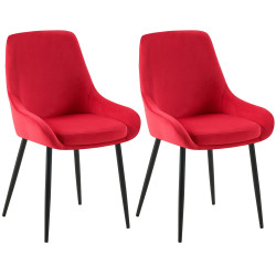 Lot de 2 chaises de salle à manger Elmira velours noir rouge