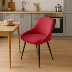 Ensemble de 2 chaises de salle à manger Elmira en velours noir et rouge