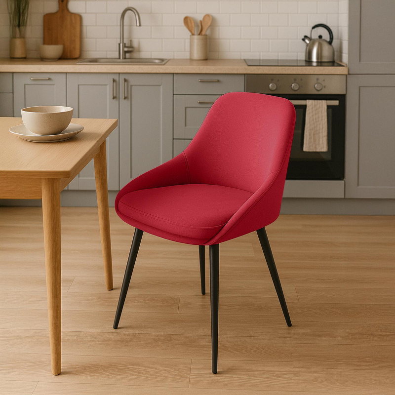 Lot de 2 chaises de salle à manger Elmira velours noir rouge